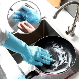 New Premium Silicone Dish Washing Gloves (Random Colours)